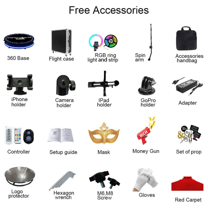 360 booth accessorise